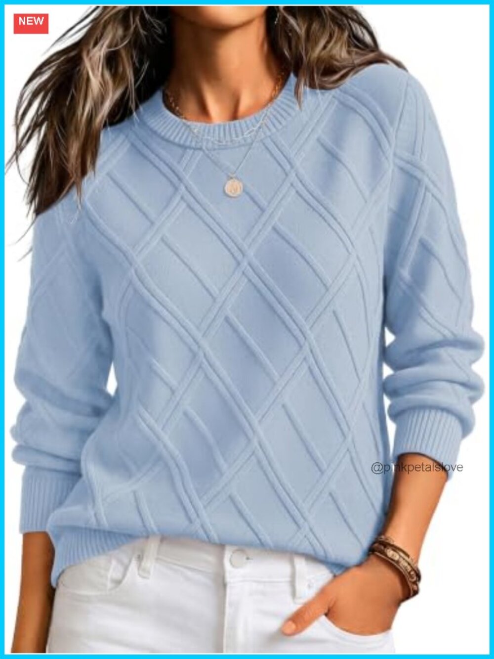 Zeagoo Cable Knit Sweater Womens Crewneck Long Sleeve Pullover